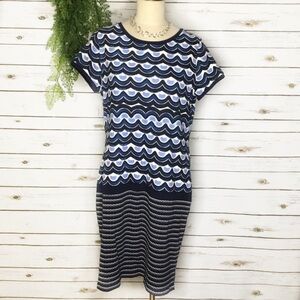 Tommy Bahama blue geometric print shift dress pima cotton Making Waves Large